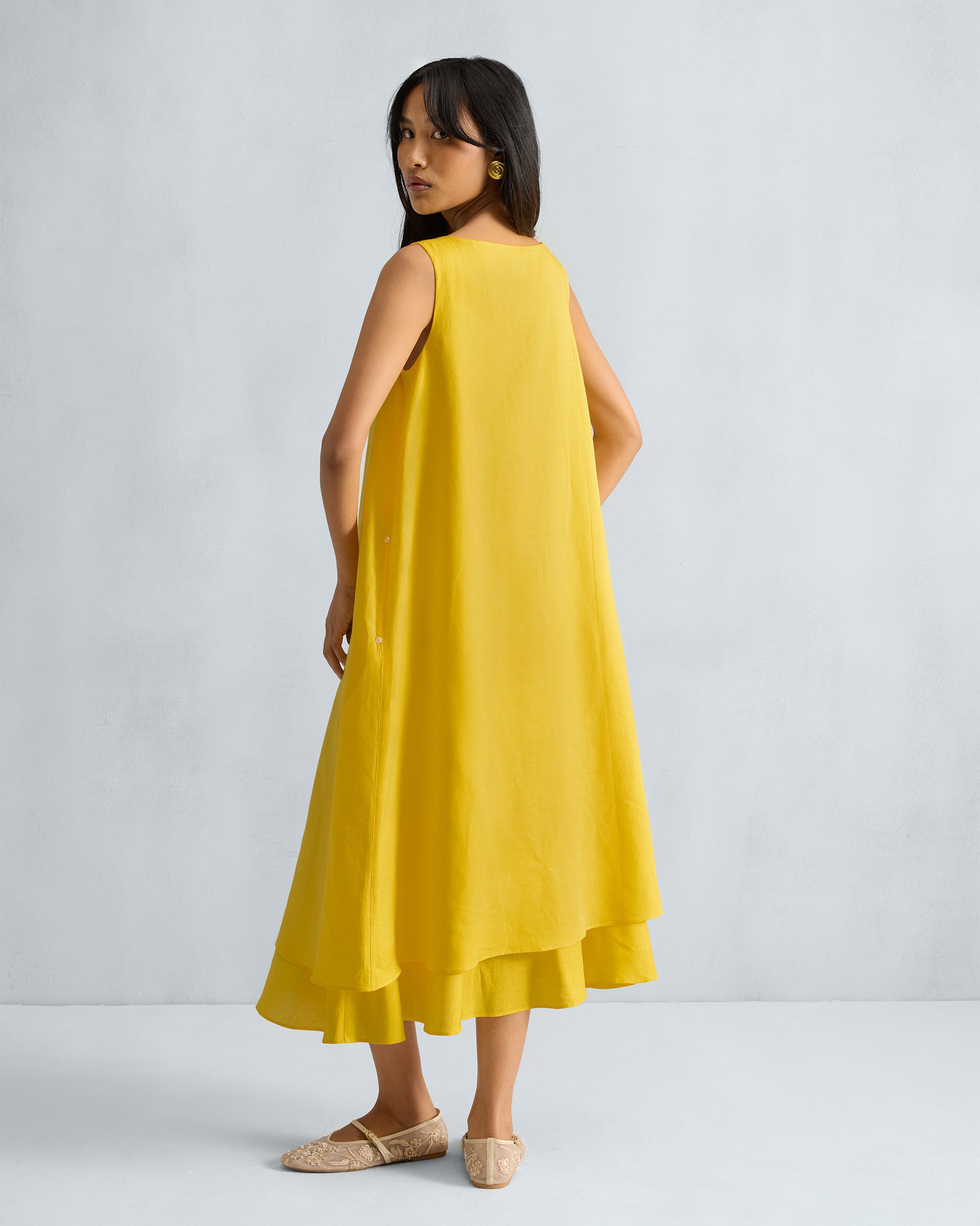 Double Layer Dress - Amaltas Yellow