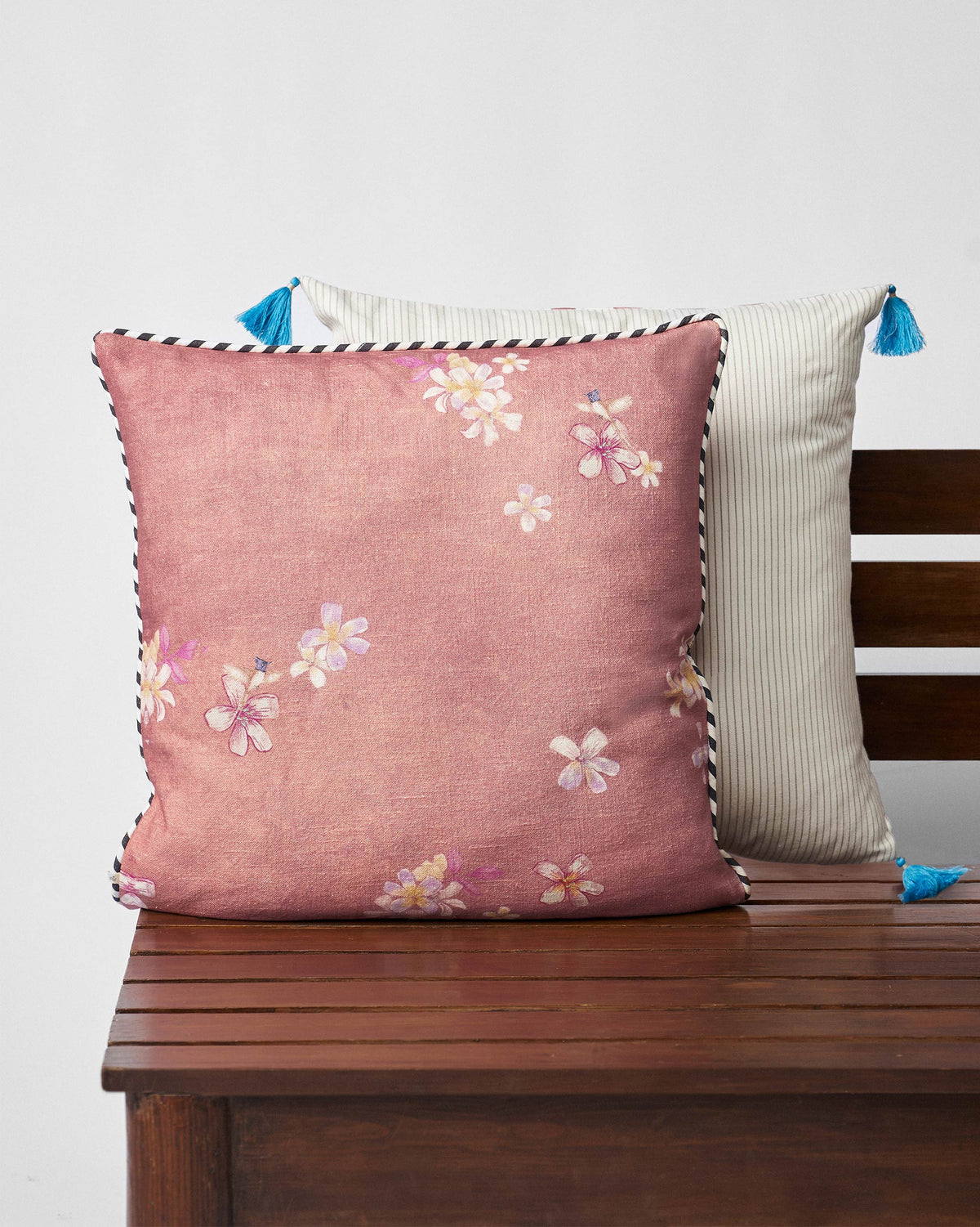 River Tiger Cushion Cover in pink with a floral print.