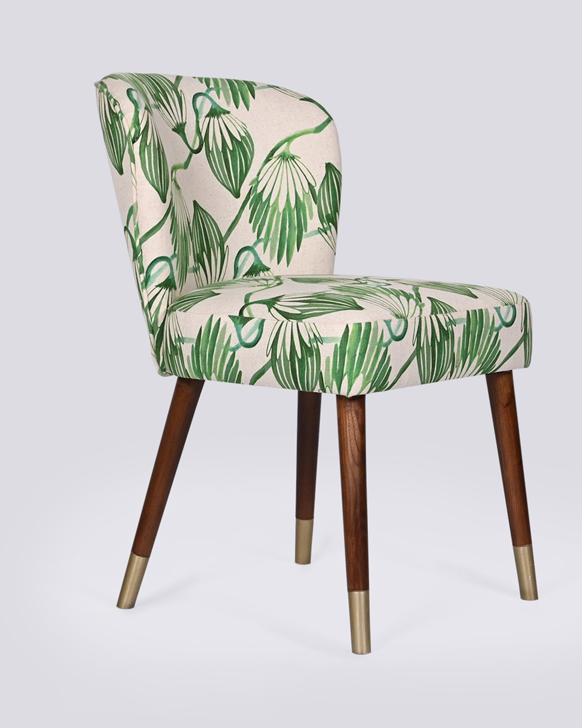 Breeze Dining Chair with a wraparound back in green blooms print.