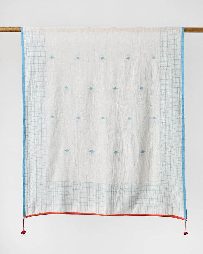Checked Skies Scarf - Aqua & White