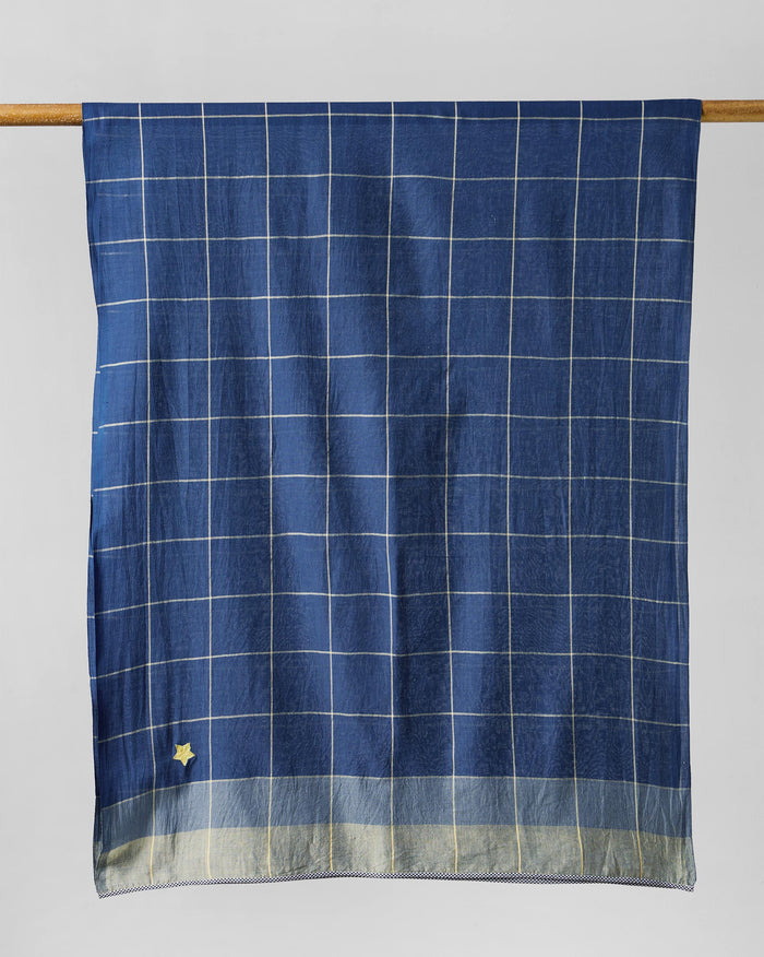 Windowpane Checks Scarf - Dark Blue