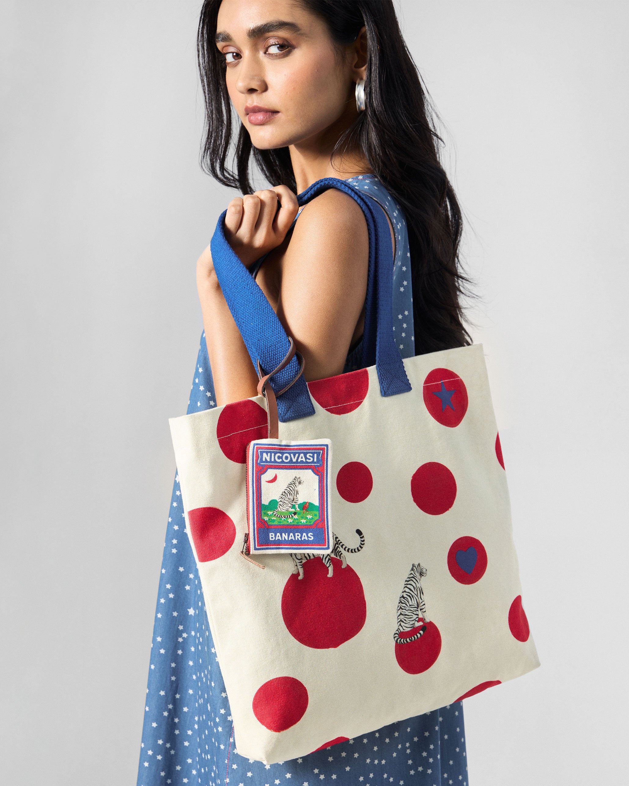 Bagan Polka Tote - Ivory & Red