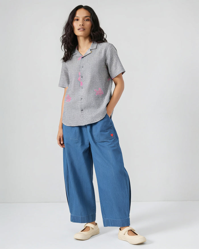 Mistari Shirt - Charcoal Dot Printed