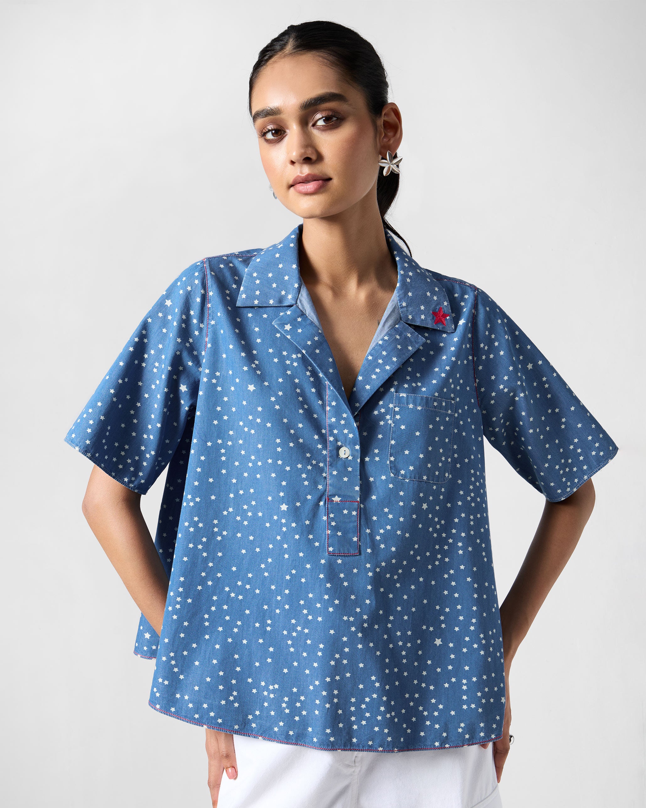 Swing Top - Blue & White Printed
