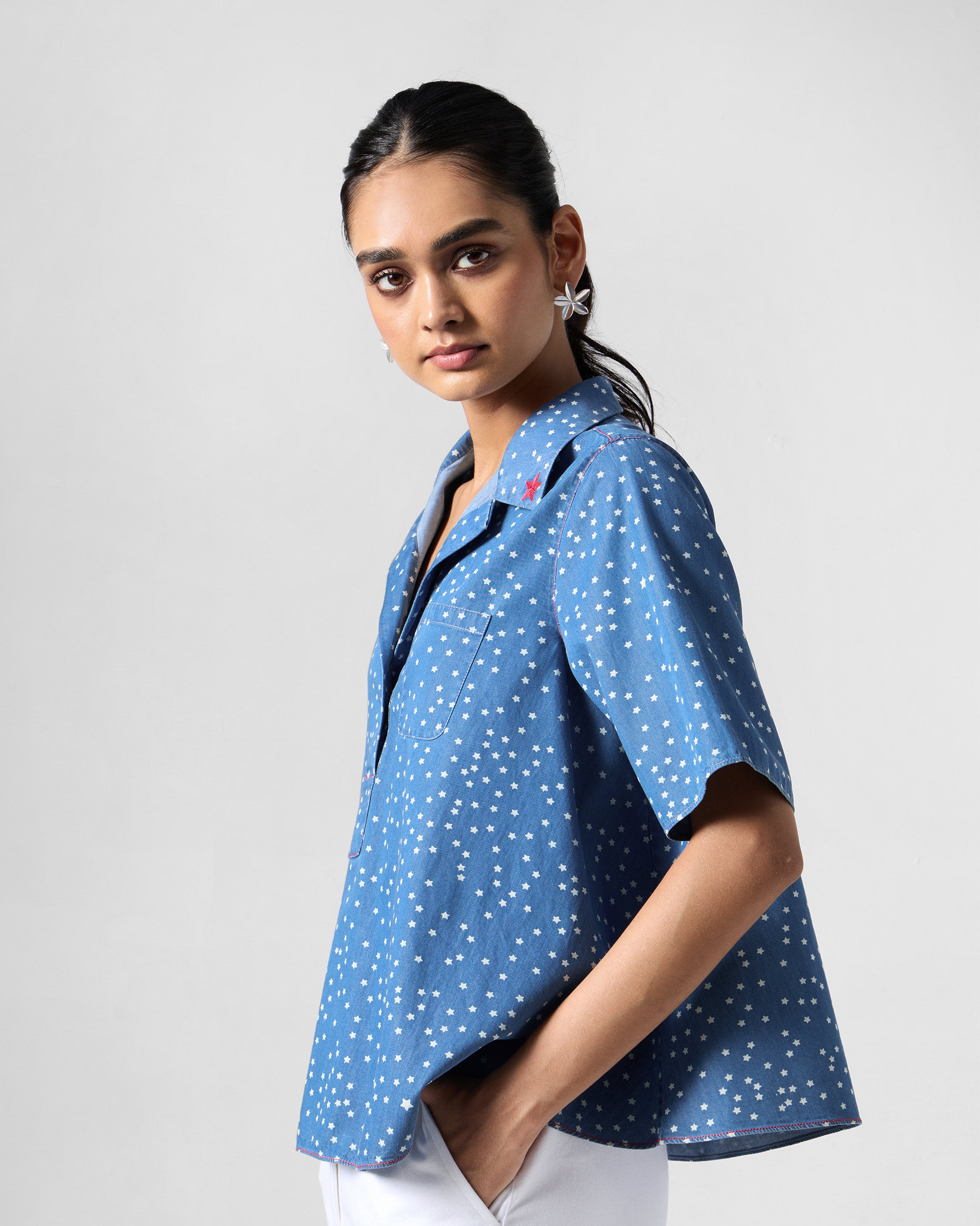 Swing Top - Blue & White Printed