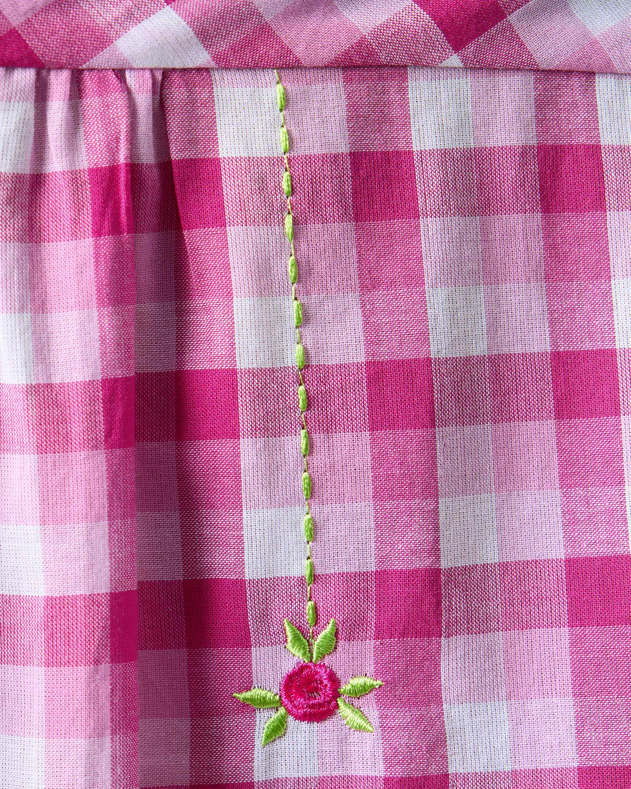 Mandarin Collar Top - Pink & White Checks