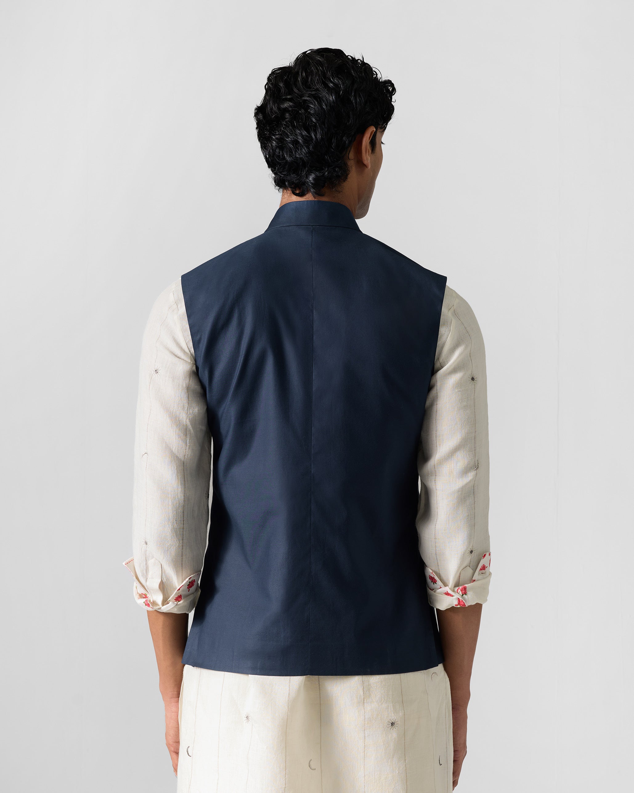 Saaj Nehru Jacket - Dark Navy