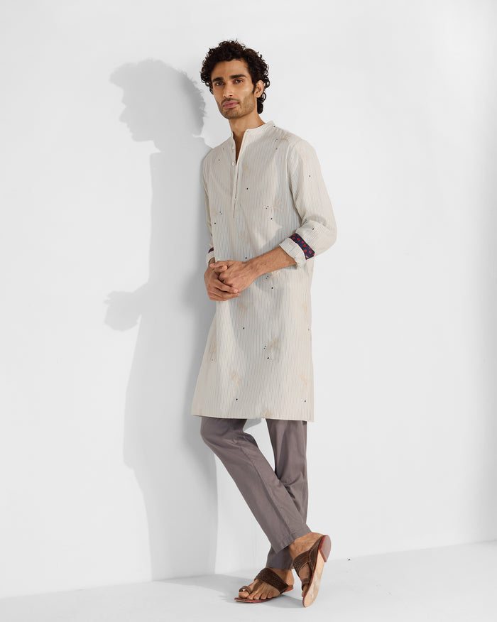 Astral Kurta - Navy & Ivory Embroidered