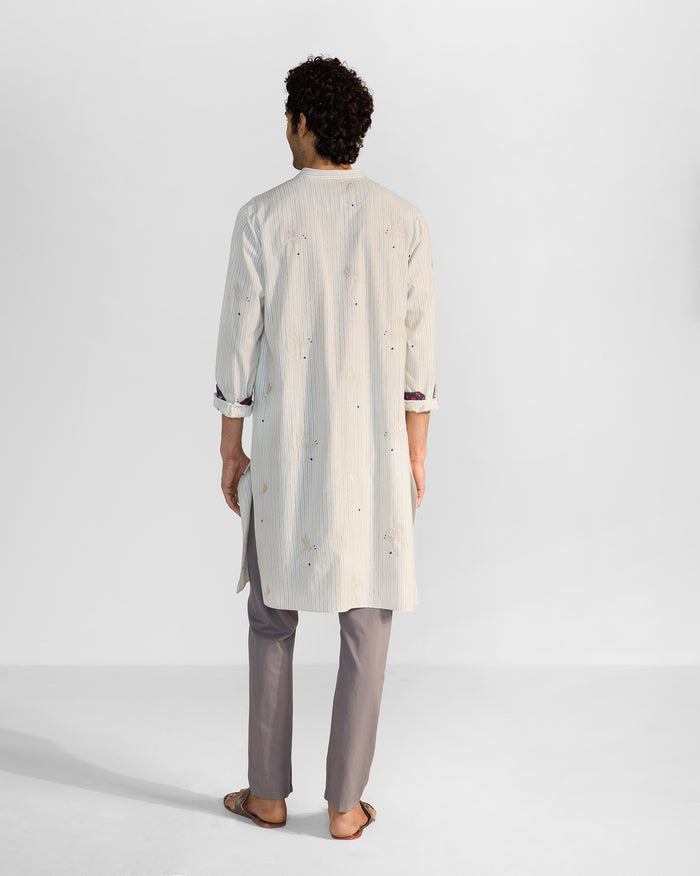 Astral Kurta - Navy & Ivory Embroidered