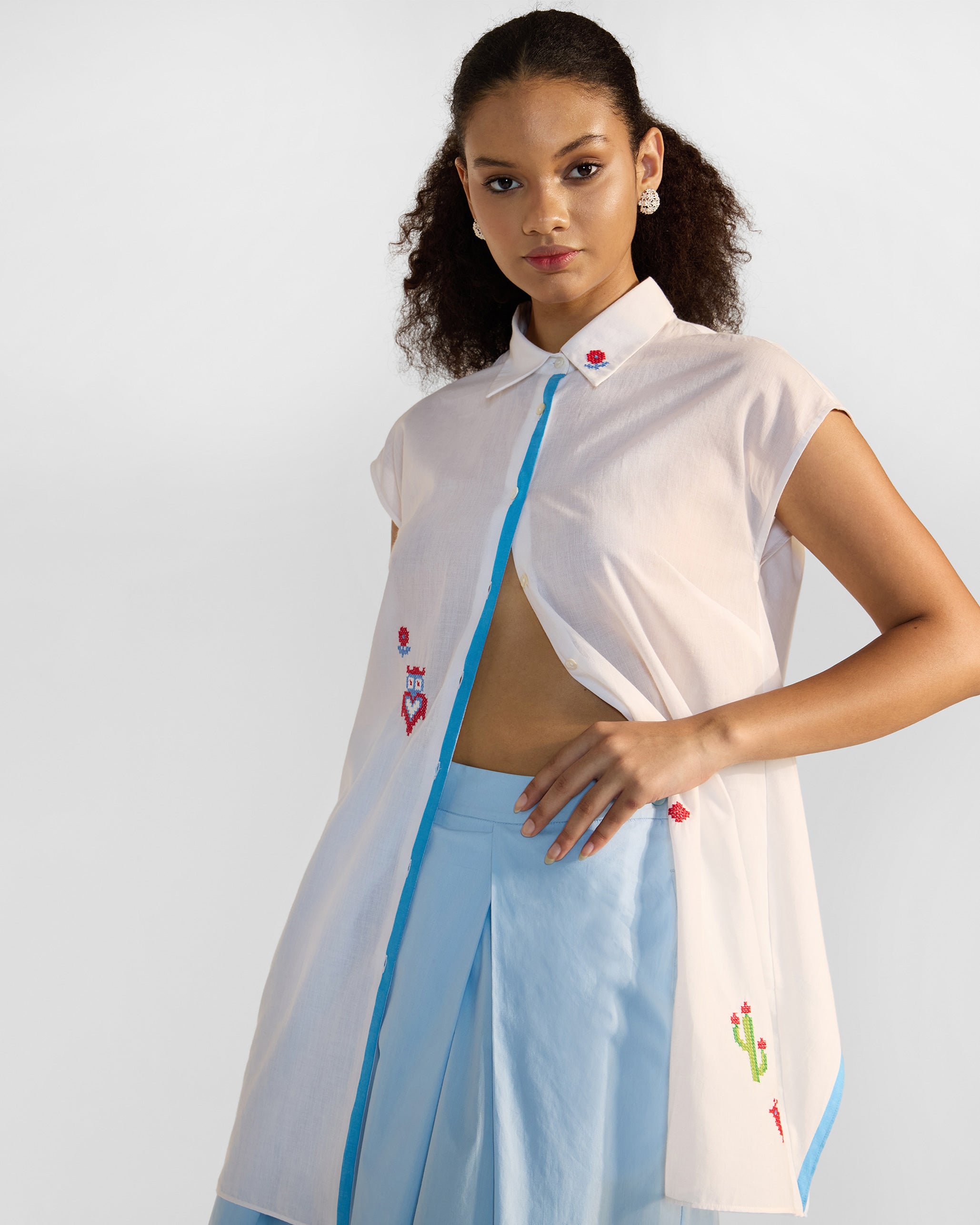 Eira Top - Blue & White