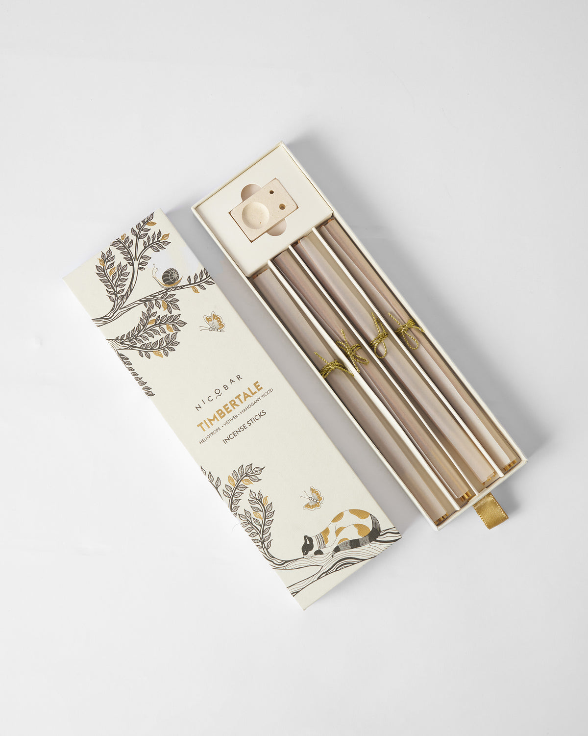 Open box of Timbertale Incense Sticks beside the closed box.