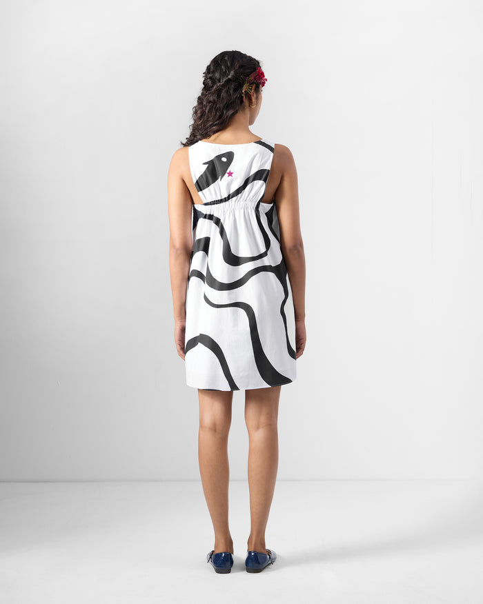 Short Racerback Dress - Black Printed