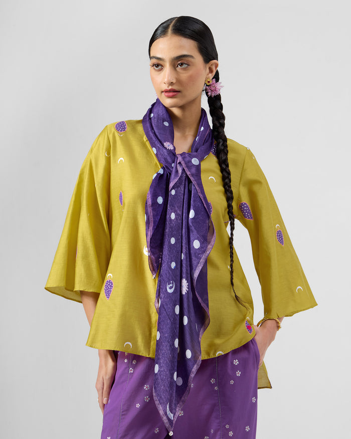 Polka Blooms Scarf - Pure Silk