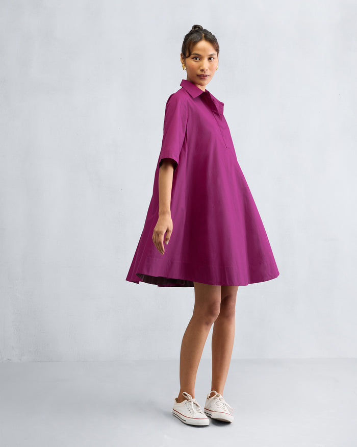 A-line Short Dress - Mulberry