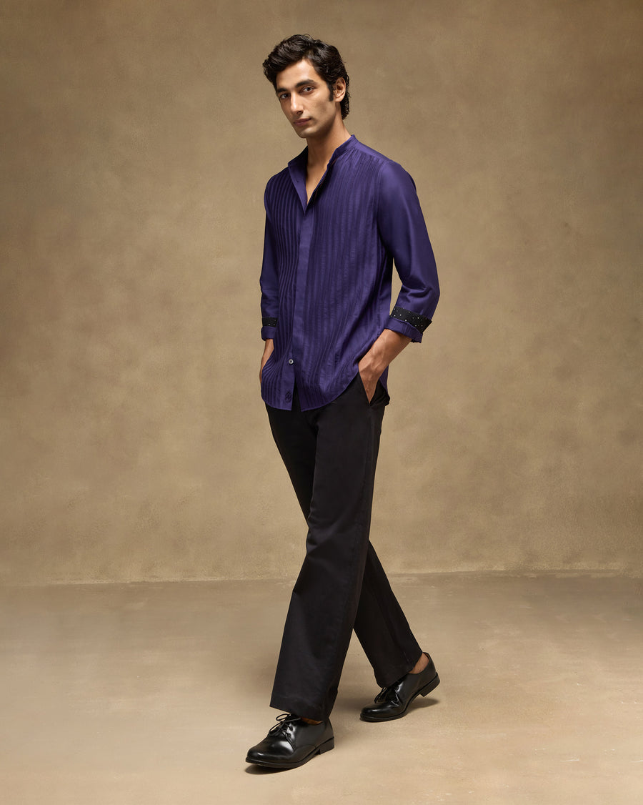 The Sundown Shirt over the black Panther Trousers, with black lace-ups.