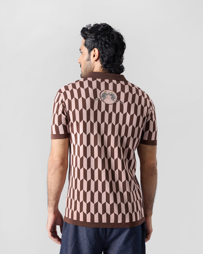Langur Polo T-Shirt - Brown & Pink