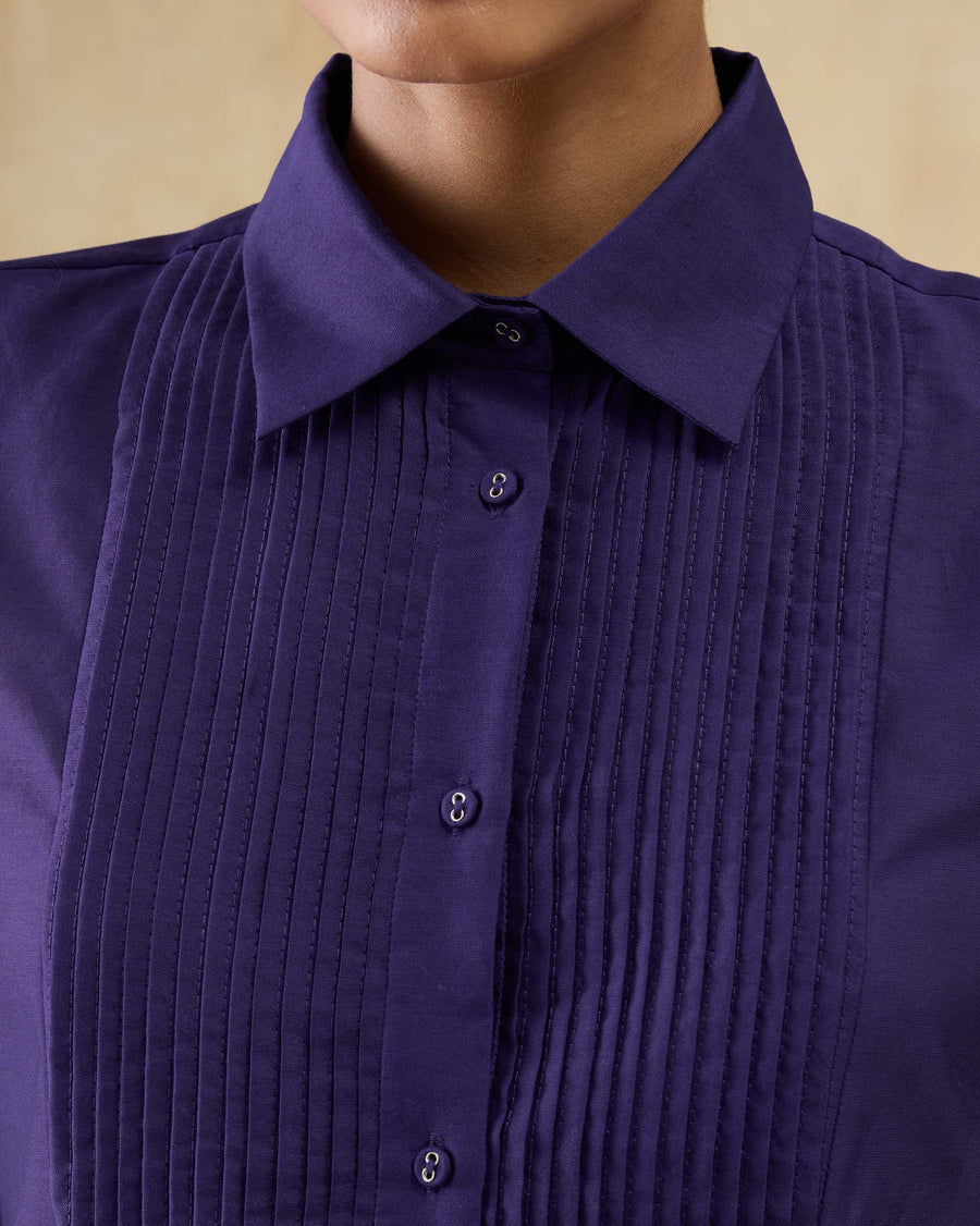 Close-up of the pintucks down the front of the Tuxedo Shirt.