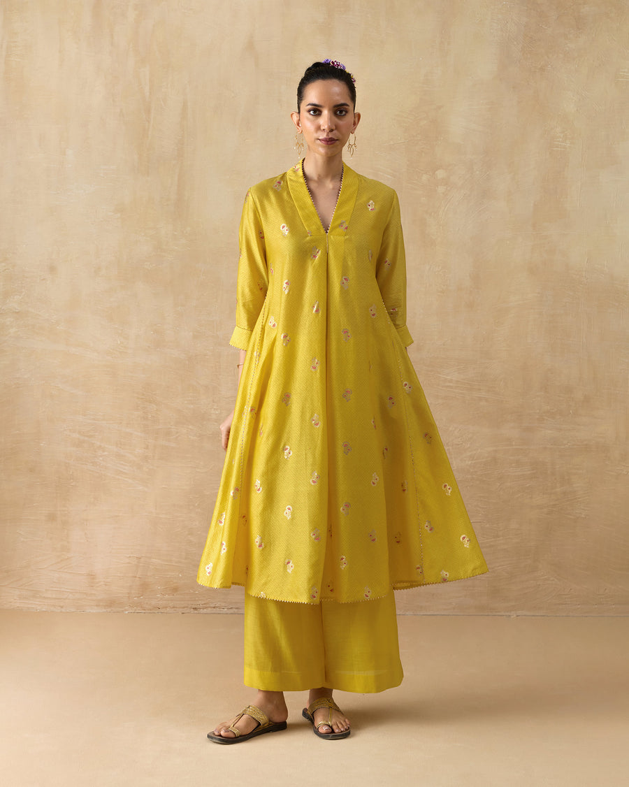 The Basic Pyjamas worn under the chartreuse Viva Kurta.