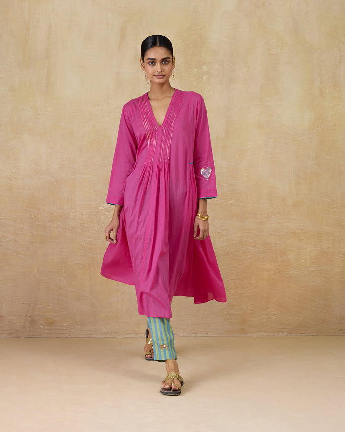 Pintuck Kurta - 100% Cotton Regular Fit