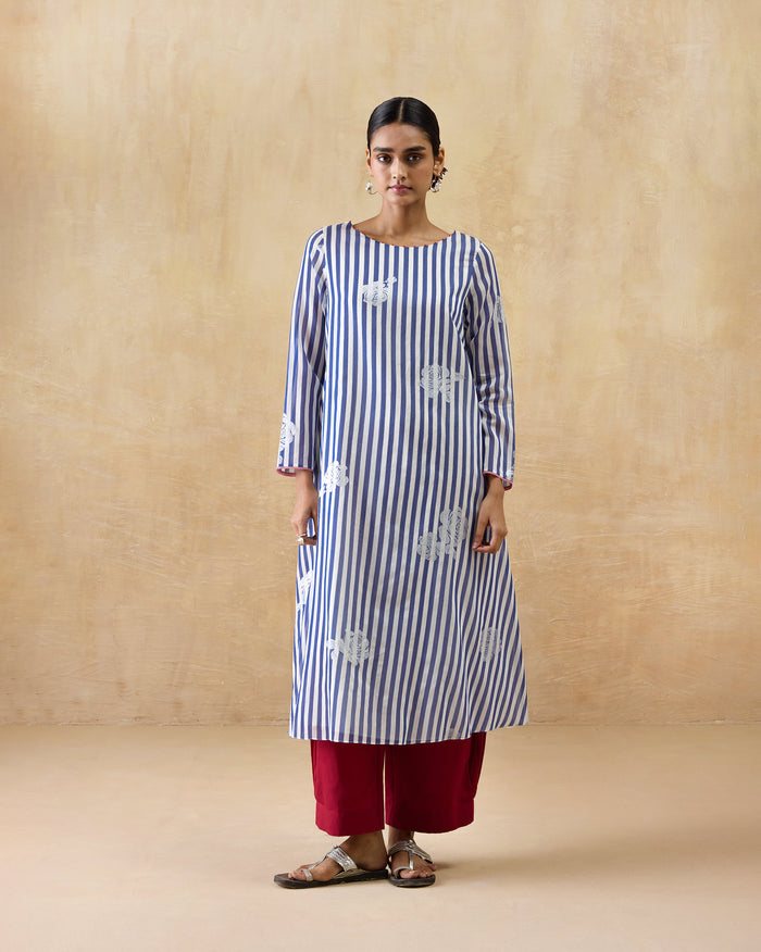Boat Neck Kurta - Cotton Silk Regular Fit