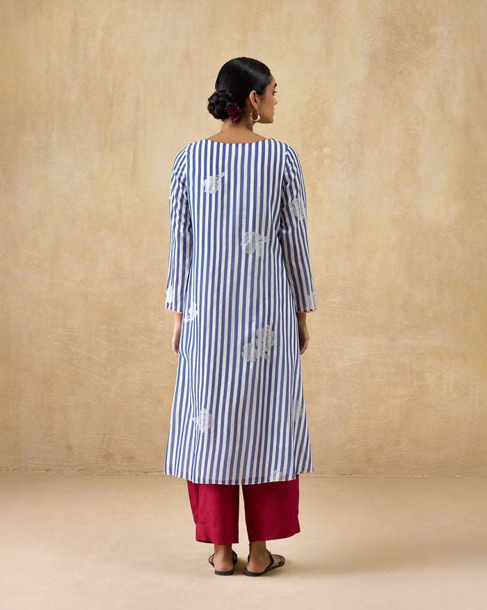 Boat Neck Kurta - Cotton Silk Regular Fit