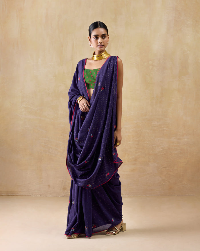 Midnight Dance Sari - Cotton Silk