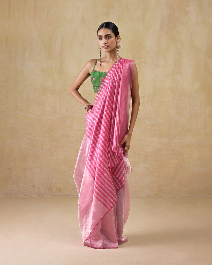Blush Sari - Metallic Tissue