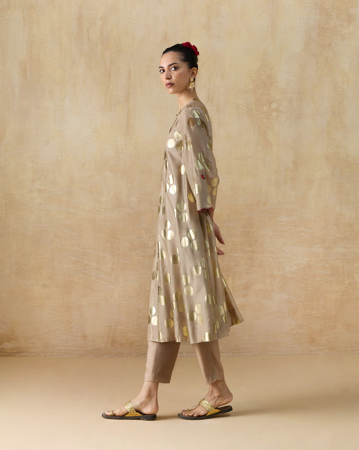 Cloud Dancer Kurta - Cotton Silk A-Line Fit