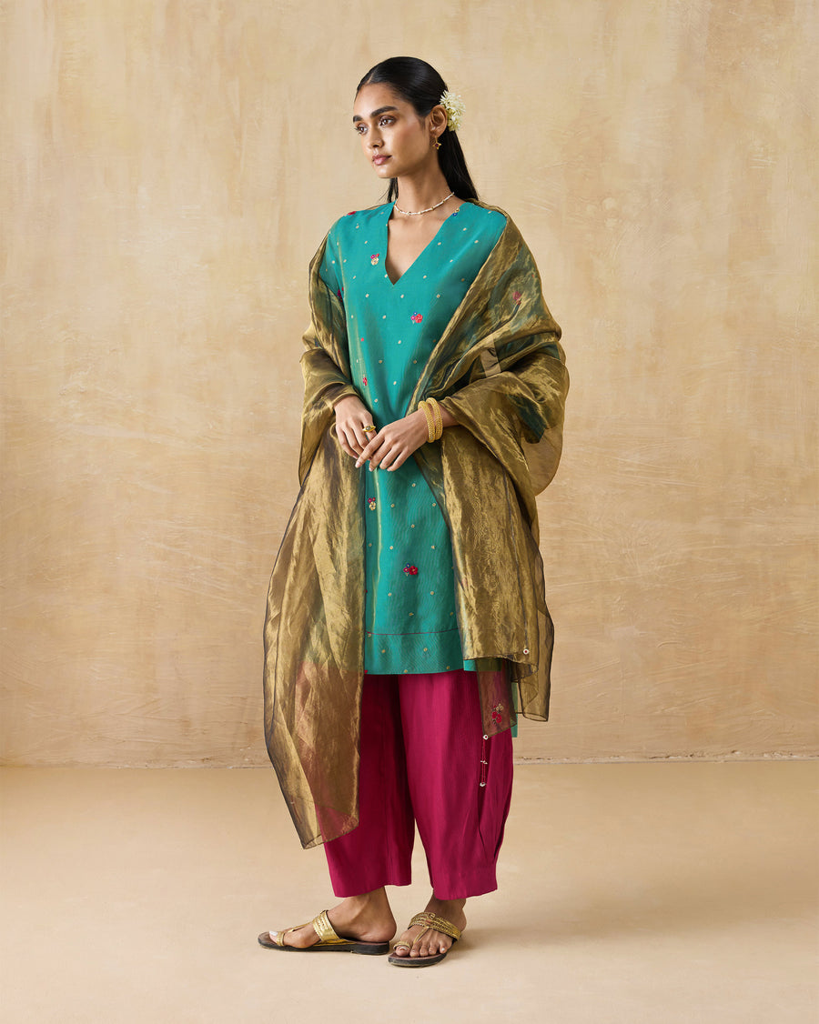 The Marpeta Dupatta worn over the Twilight Kurta and Serene Pants.