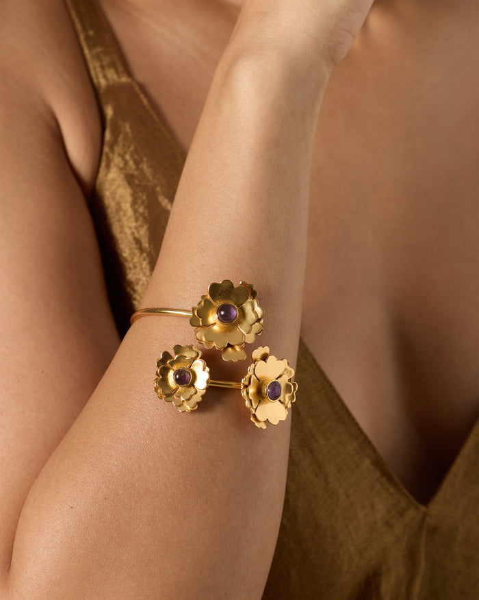 Kesar Phool Cuff - Gold