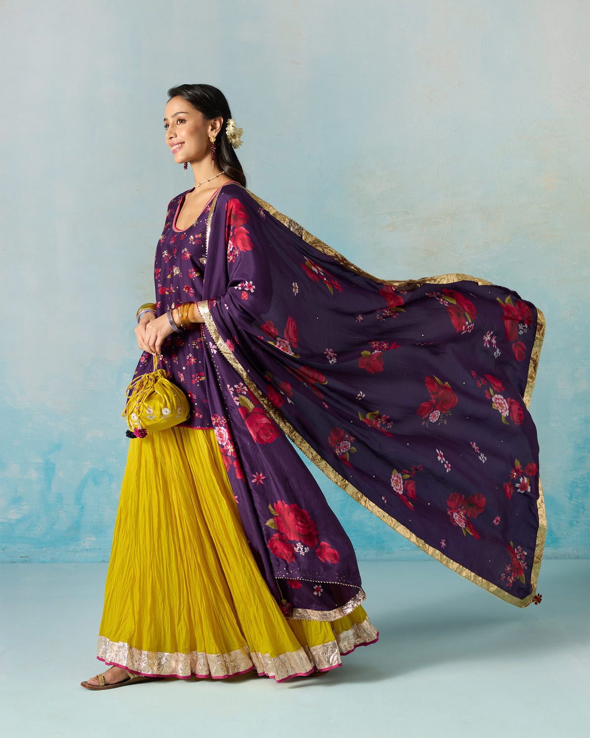 Guldasta Dupatta - Printed Silk