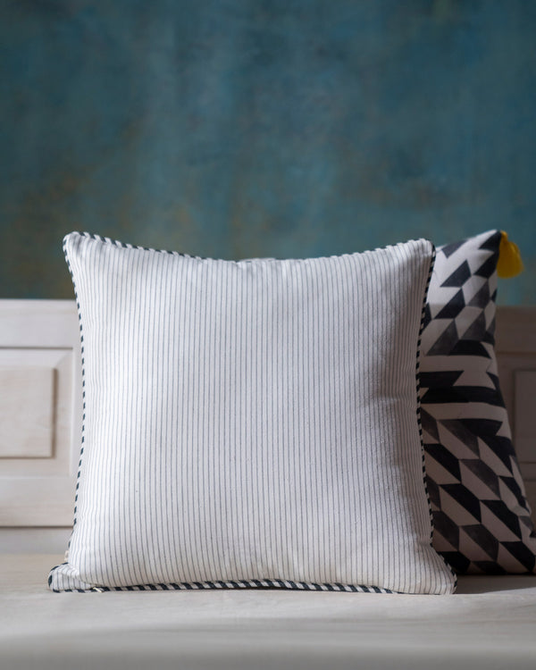 The striped back of the cushion