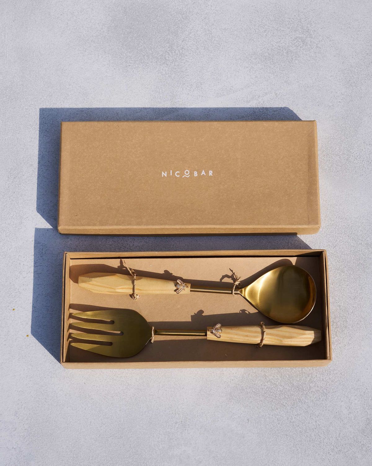 Bee Salad Servers in a kraft gift box.