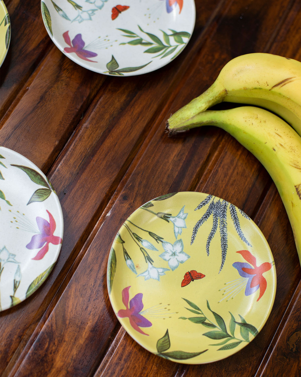 A yellow tea plate.