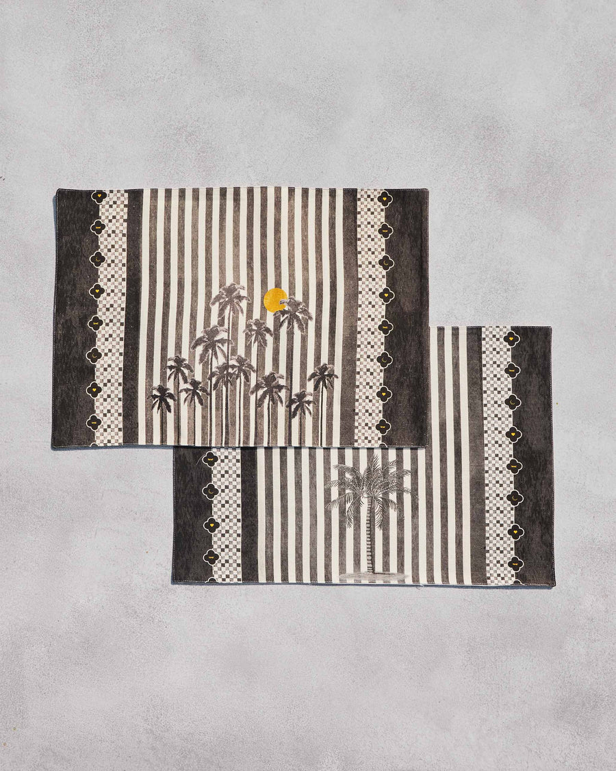The two Midnight Placemats at an angle.